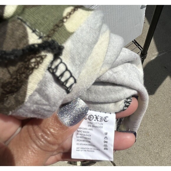 Toxic-Green/Brown-Body Con-Mini Camo Dress-with Distressed Mesh Sleeves-Lg.-Used - Picture 15 of 15